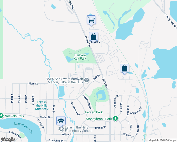 map of restaurants, bars, coffee shops, grocery stores, and more near 1350 Cunat Court in Lake in the Hills