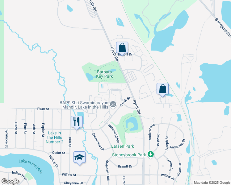 map of restaurants, bars, coffee shops, grocery stores, and more near 1352 Cunat Court in Lake in the Hills