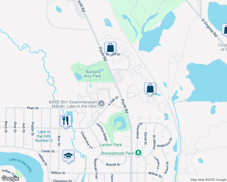 map of restaurants, bars, coffee shops, grocery stores, and more near 1374 Cunat Court in Lake in the Hills