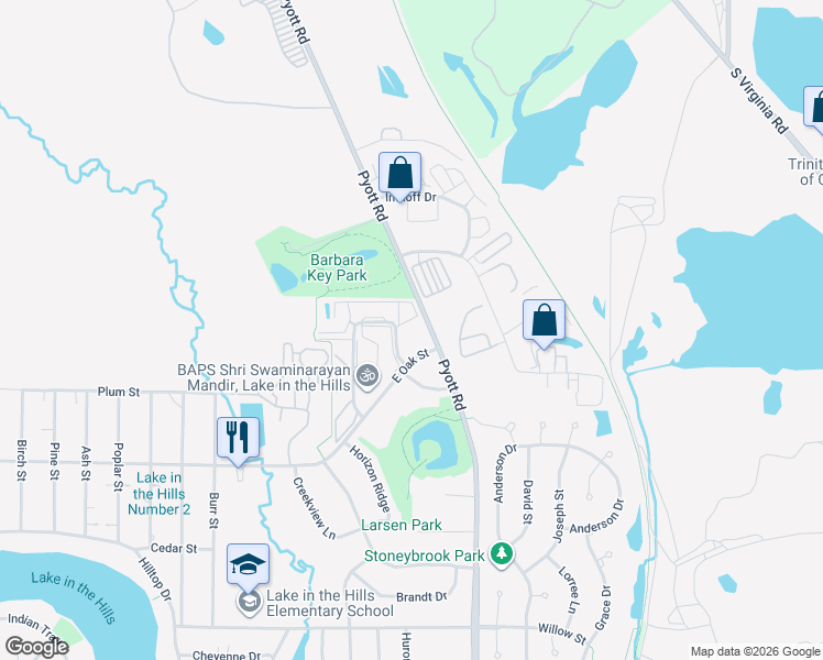 map of restaurants, bars, coffee shops, grocery stores, and more near 1401 Industrial Drive in Lake in the Hills