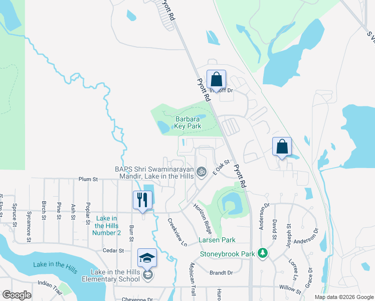 map of restaurants, bars, coffee shops, grocery stores, and more near 1347 Cunat Court in Lake in the Hills