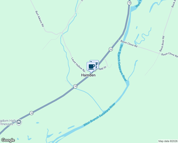 map of restaurants, bars, coffee shops, grocery stores, and more near 35799 New York 10 in Hamden