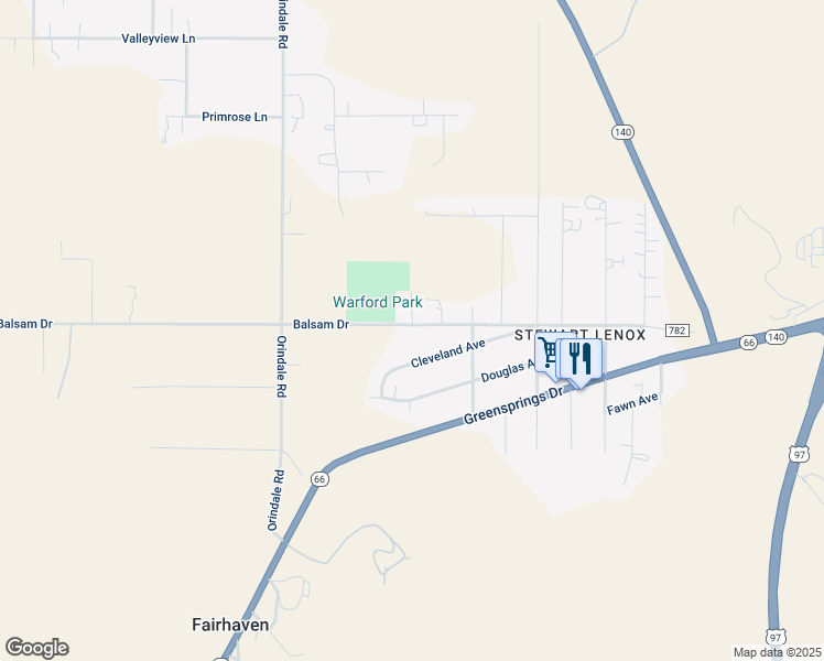 map of restaurants, bars, coffee shops, grocery stores, and more near 4666 Balsam Drive in Klamath Falls