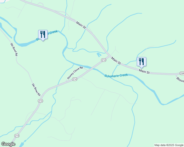 map of restaurants, bars, coffee shops, grocery stores, and more near 4360 New York 214 in Tannersville