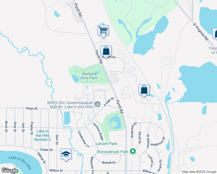 map of restaurants, bars, coffee shops, grocery stores, and more near 1401 Industrial Drive in Lake in the Hills