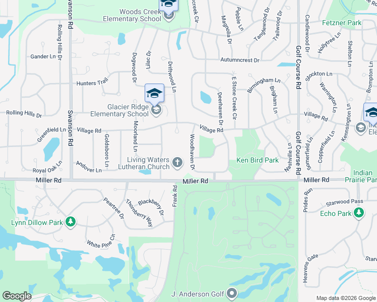 map of restaurants, bars, coffee shops, grocery stores, and more near 1776 Woodhaven Drive in Crystal Lake