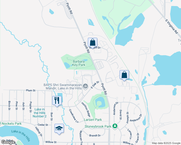 map of restaurants, bars, coffee shops, grocery stores, and more near 1363 Cunat Court in Lake in the Hills