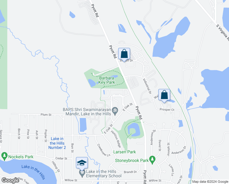 map of restaurants, bars, coffee shops, grocery stores, and more near 1347 Cunat Court in Lake in the Hills