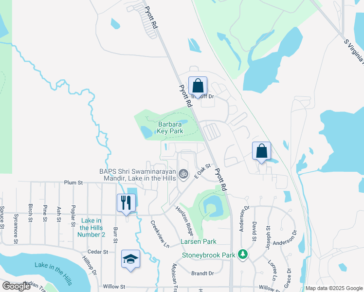 map of restaurants, bars, coffee shops, grocery stores, and more near 1347 Cunat Court in Lake in the Hills