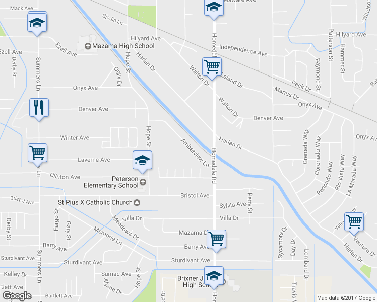 map of restaurants, bars, coffee shops, grocery stores, and more near 5248 Amberview Ln in Klamath Falls