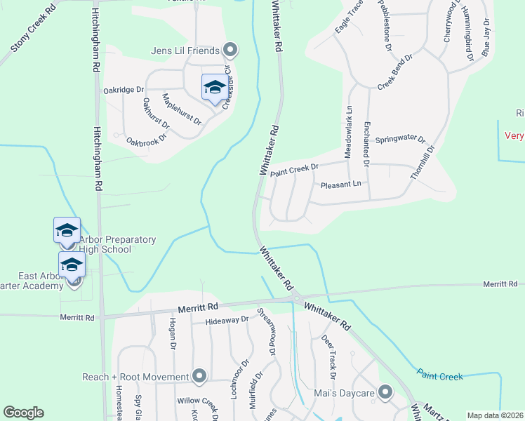 map of restaurants, bars, coffee shops, grocery stores, and more near 6637 Summerdale Circle West in Ypsilanti