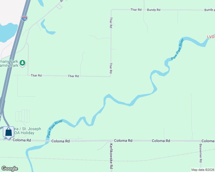 map of restaurants, bars, coffee shops, grocery stores, and more near 4080 Thar Road in Coloma