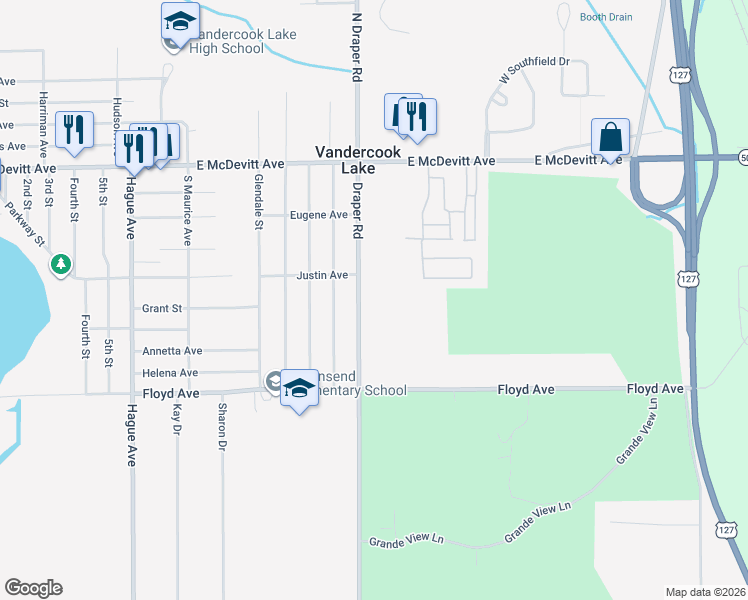 map of restaurants, bars, coffee shops, grocery stores, and more near 4743 Draper Road in Jackson