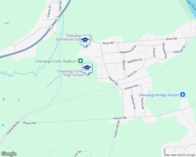 map of restaurants, bars, coffee shops, grocery stores, and more near 1 Gordon Drive in Binghamton