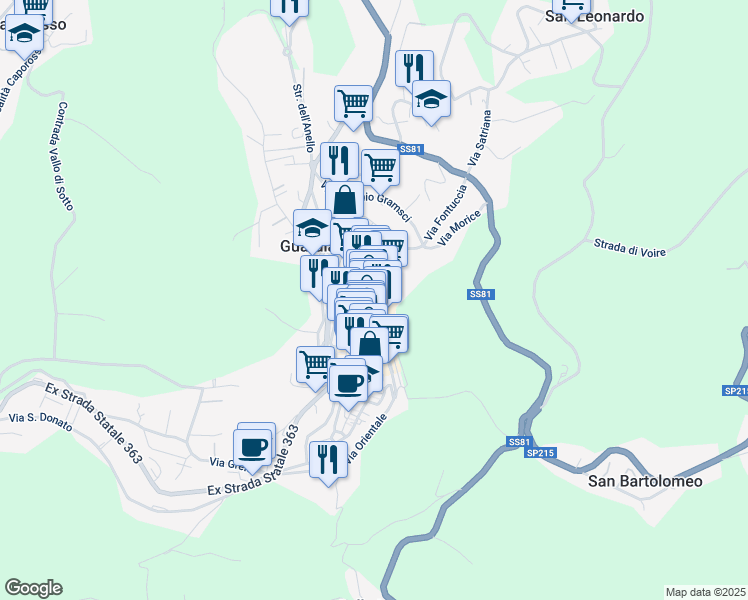 map of restaurants, bars, coffee shops, grocery stores, and more near 7 Largo Pignatari in Guardiagrele