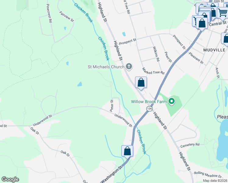 map of restaurants, bars, coffee shops, grocery stores, and more near 35 Peter Street in Holliston
