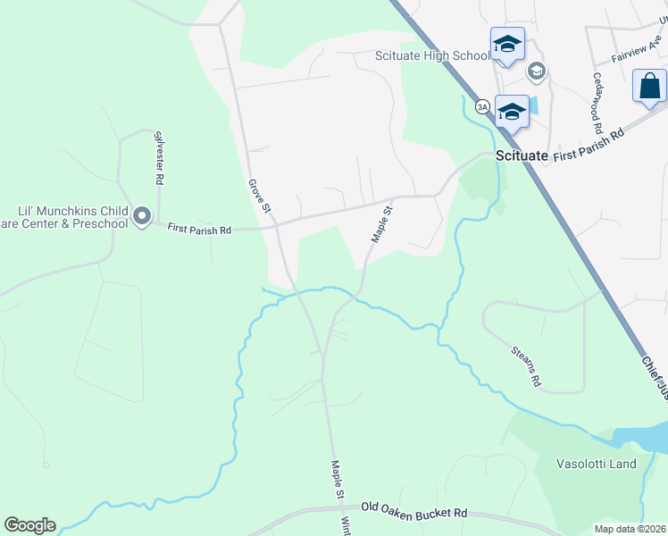 map of restaurants, bars, coffee shops, grocery stores, and more near 575 First Parish Road in Scituate