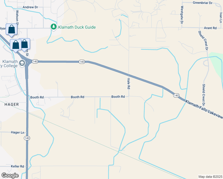 map of restaurants, bars, coffee shops, grocery stores, and more near 8314 Oregon 140 in Klamath Falls