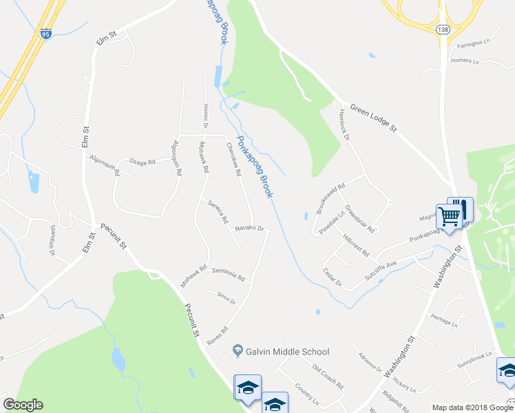 map of restaurants, bars, coffee shops, grocery stores, and more near 40 Cherokee Road in Canton