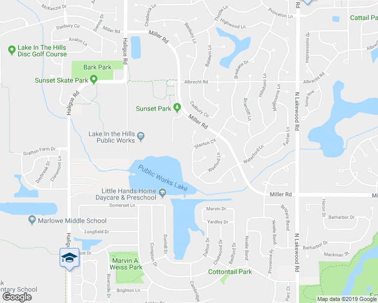 map of restaurants, bars, coffee shops, grocery stores, and more near 2631 Stanton Circle in Lake in the Hills