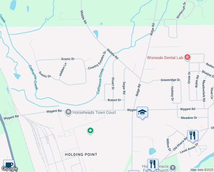 map of restaurants, bars, coffee shops, grocery stores, and more near 229 Sunnyfield Dr in Horseheads