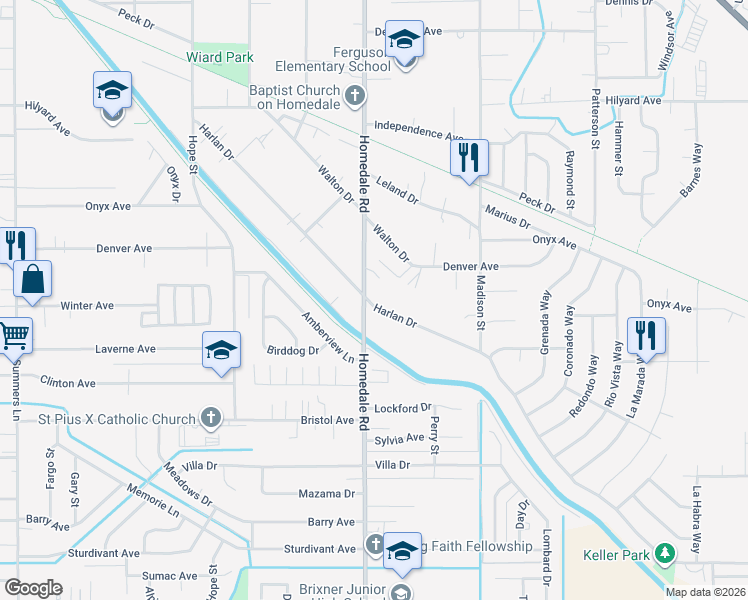 map of restaurants, bars, coffee shops, grocery stores, and more near 3627 Homedale Road in Klamath Falls