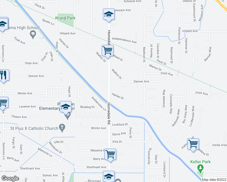 map of restaurants, bars, coffee shops, grocery stores, and more near 5415 Harlan Drive in Klamath Falls