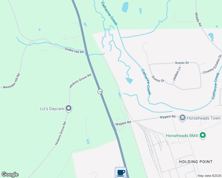 map of restaurants, bars, coffee shops, grocery stores, and more near 3172 Watkins Road in Horseheads