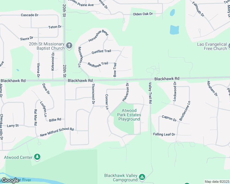 map of restaurants, bars, coffee shops, grocery stores, and more near 3353 Chick-Charney Drive in Rockford
