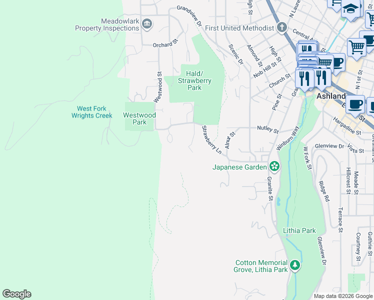 map of restaurants, bars, coffee shops, grocery stores, and more near 163 Hitt Road in Ashland