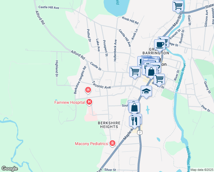 map of restaurants, bars, coffee shops, grocery stores, and more near 82-104 Taconic Ave in Great Barrington