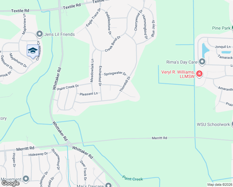 map of restaurants, bars, coffee shops, grocery stores, and more near 6597 Robin Court in Ypsilanti