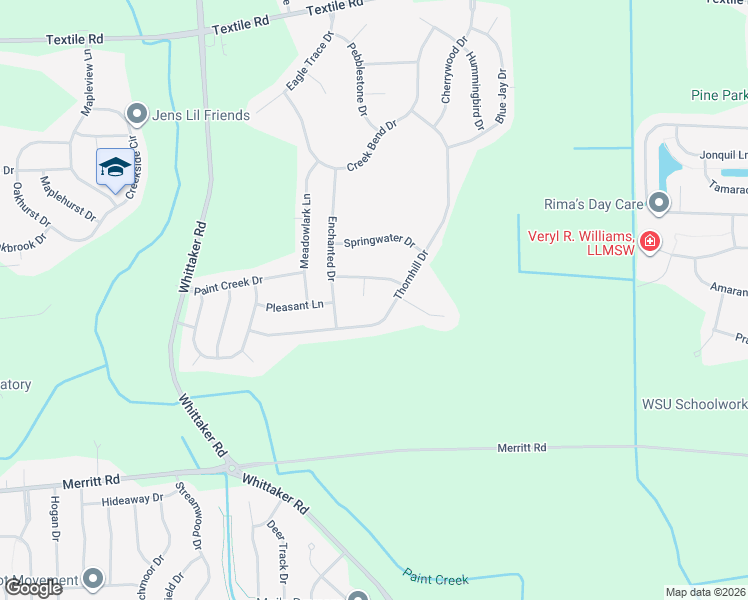 map of restaurants, bars, coffee shops, grocery stores, and more near 6597 Robin Court in Ypsilanti