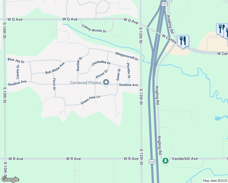 map of restaurants, bars, coffee shops, grocery stores, and more near 5200 Green Pine Lane in Kalamazoo