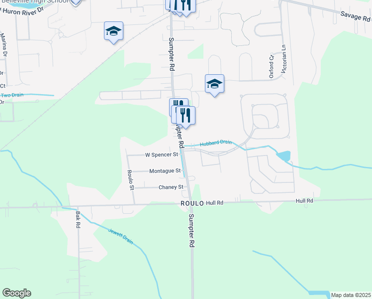 map of restaurants, bars, coffee shops, grocery stores, and more near 955 Sumpter Road in Belleville