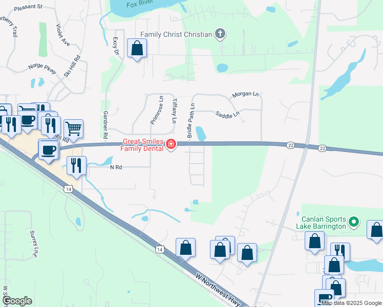 map of restaurants, bars, coffee shops, grocery stores, and more near 28939-28999 West State Route 22 in Lake Barrington
