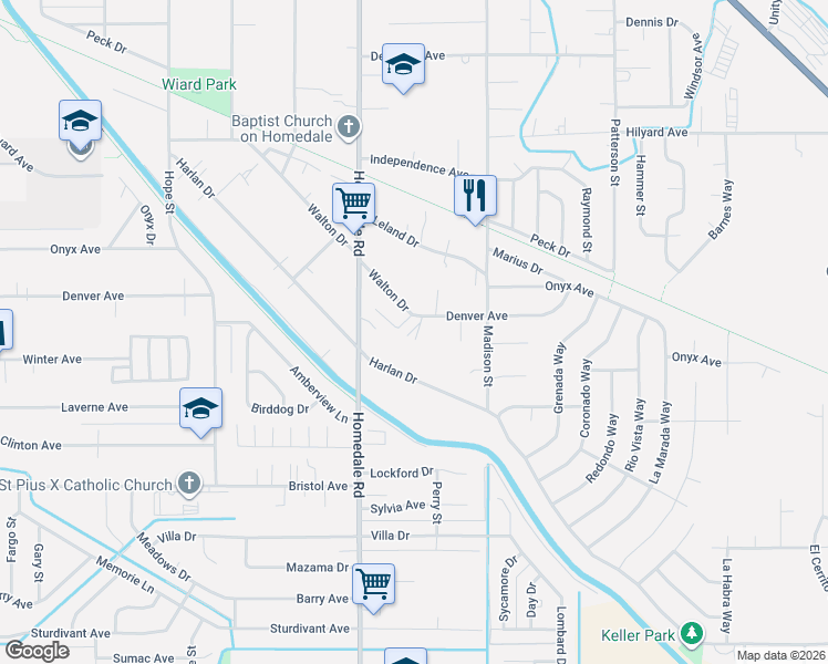map of restaurants, bars, coffee shops, grocery stores, and more near 5602 Denver Avenue in Klamath Falls