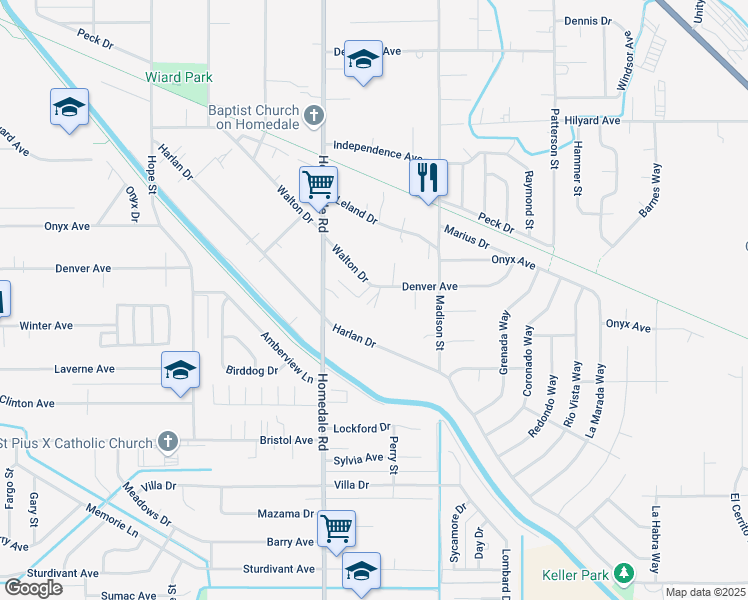 map of restaurants, bars, coffee shops, grocery stores, and more near 5602 Denver Avenue in Klamath Falls