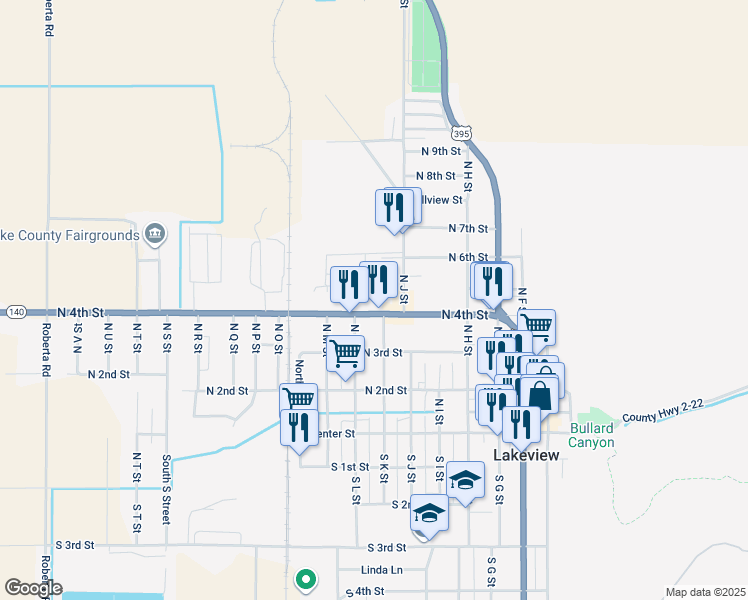 map of restaurants, bars, coffee shops, grocery stores, and more near 1130 North 4th Street in Lakeview