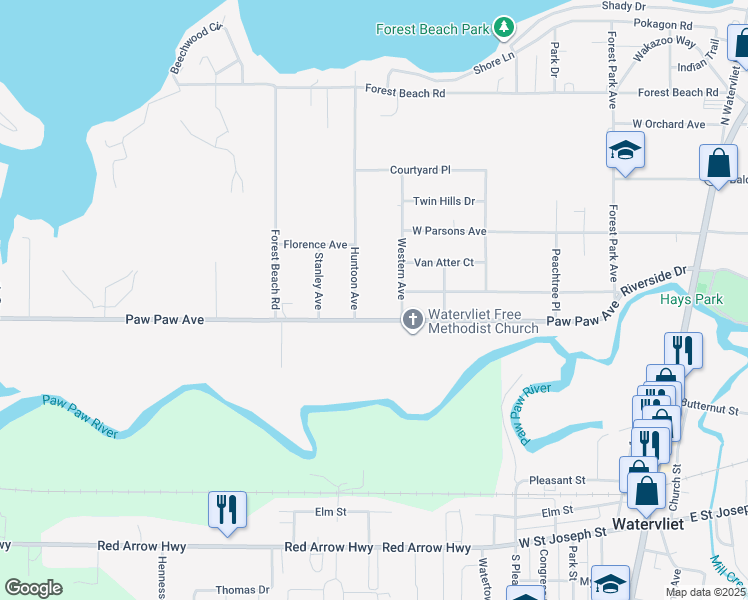 map of restaurants, bars, coffee shops, grocery stores, and more near 4529 Huntoon Avenue in Watervliet
