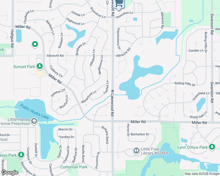 map of restaurants, bars, coffee shops, grocery stores, and more near 2660 Fairfax Lane in Lake in the Hills