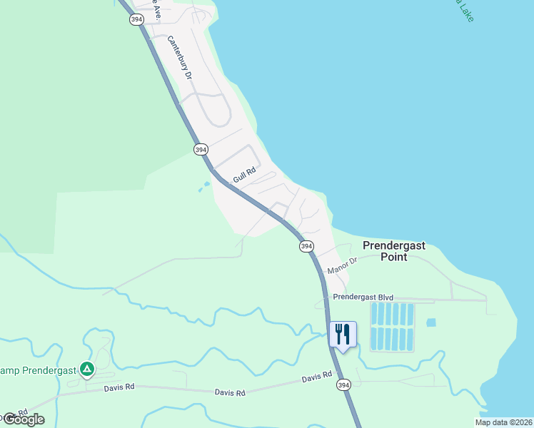 map of restaurants, bars, coffee shops, grocery stores, and more near 4438 West Lake Road in Mayville