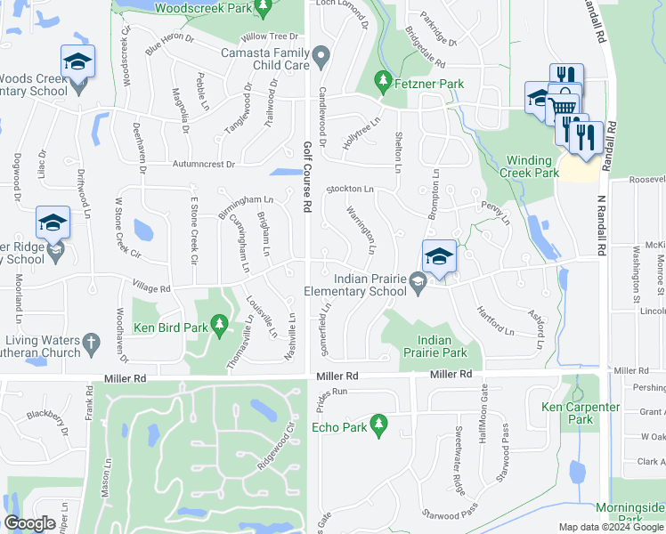 map of restaurants, bars, coffee shops, grocery stores, and more near 757 Village Road in Crystal Lake