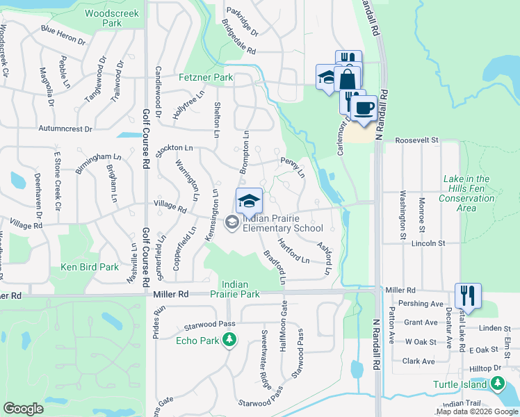 map of restaurants, bars, coffee shops, grocery stores, and more near 616 Plum Court in Crystal Lake