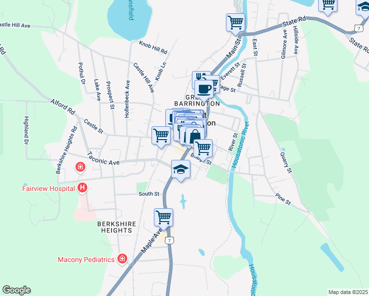 map of restaurants, bars, coffee shops, grocery stores, and more near 332-336 Main Street in Great Barrington
