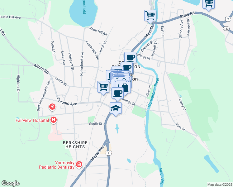 map of restaurants, bars, coffee shops, grocery stores, and more near 332-336 Main Street in Great Barrington