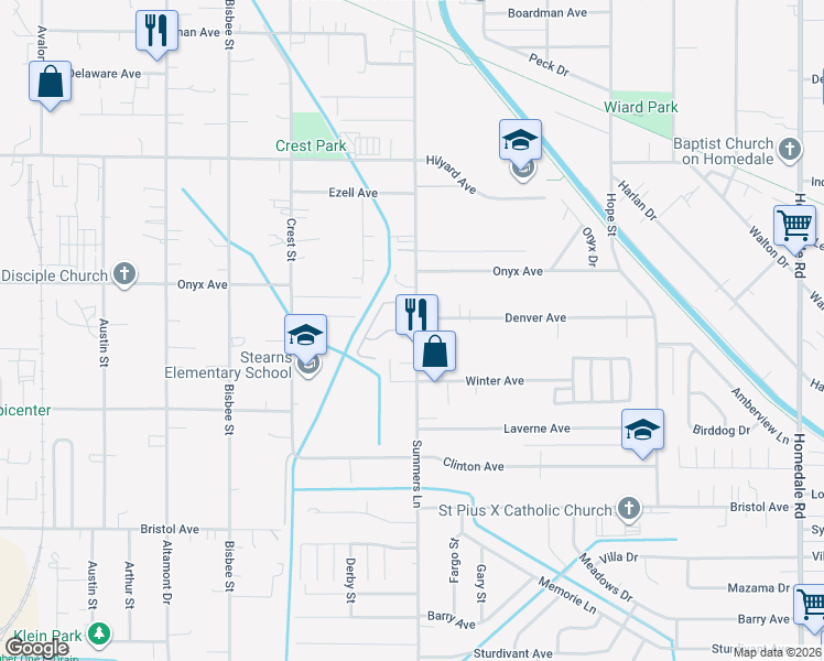 map of restaurants, bars, coffee shops, grocery stores, and more near 3500 Summers Lane in Klamath Falls