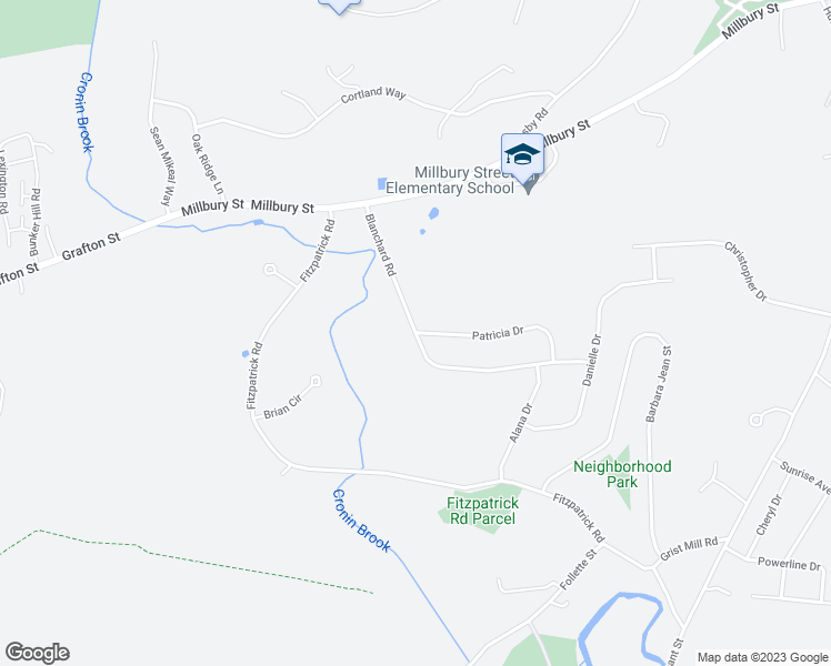map of restaurants, bars, coffee shops, grocery stores, and more near 25 Blanchard Road in Grafton