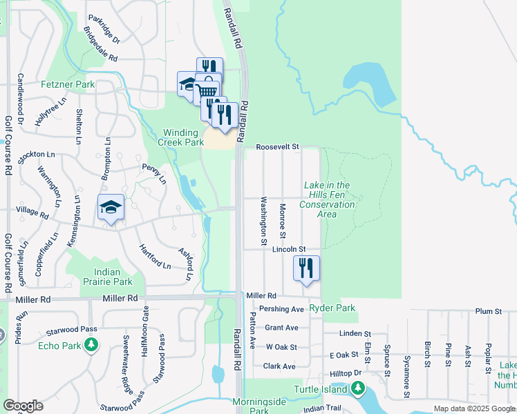 map of restaurants, bars, coffee shops, grocery stores, and more near 30 McKinley Street in Lake in the Hills