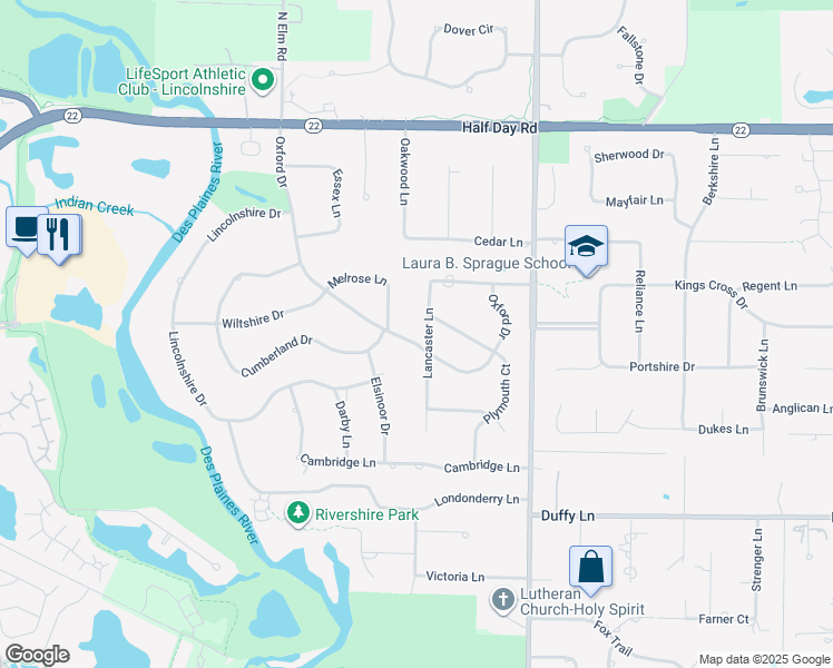 map of restaurants, bars, coffee shops, grocery stores, and more near in Lincolnshire
